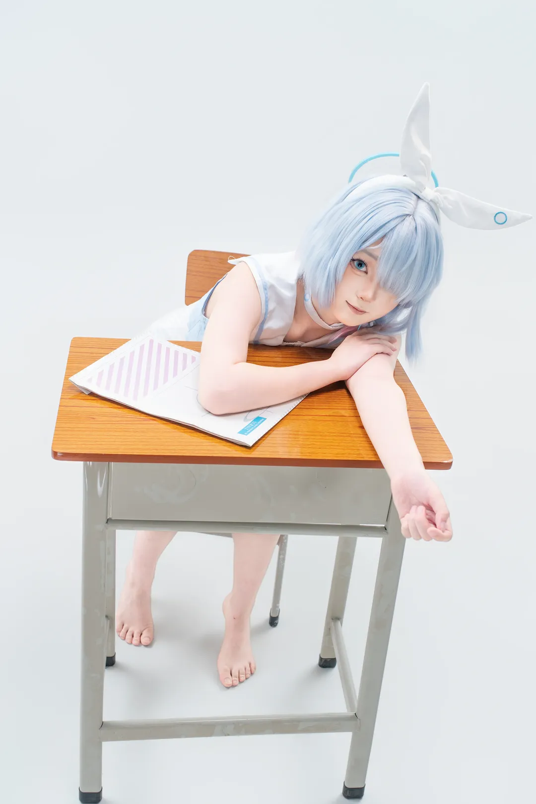 碧蓝档案, 二次元写真, 纯白棚拍, 阿洛娜cos, 紧身衣造型 - 第5张