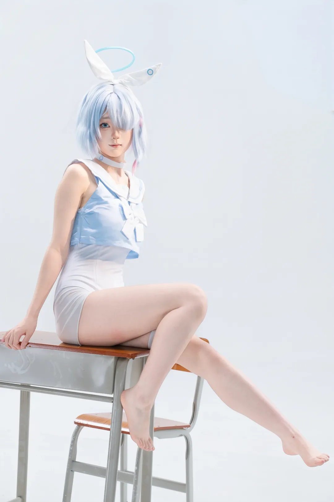 碧蓝档案, 二次元写真, 纯白棚拍, 阿洛娜cos, 紧身衣造型 - 第6张