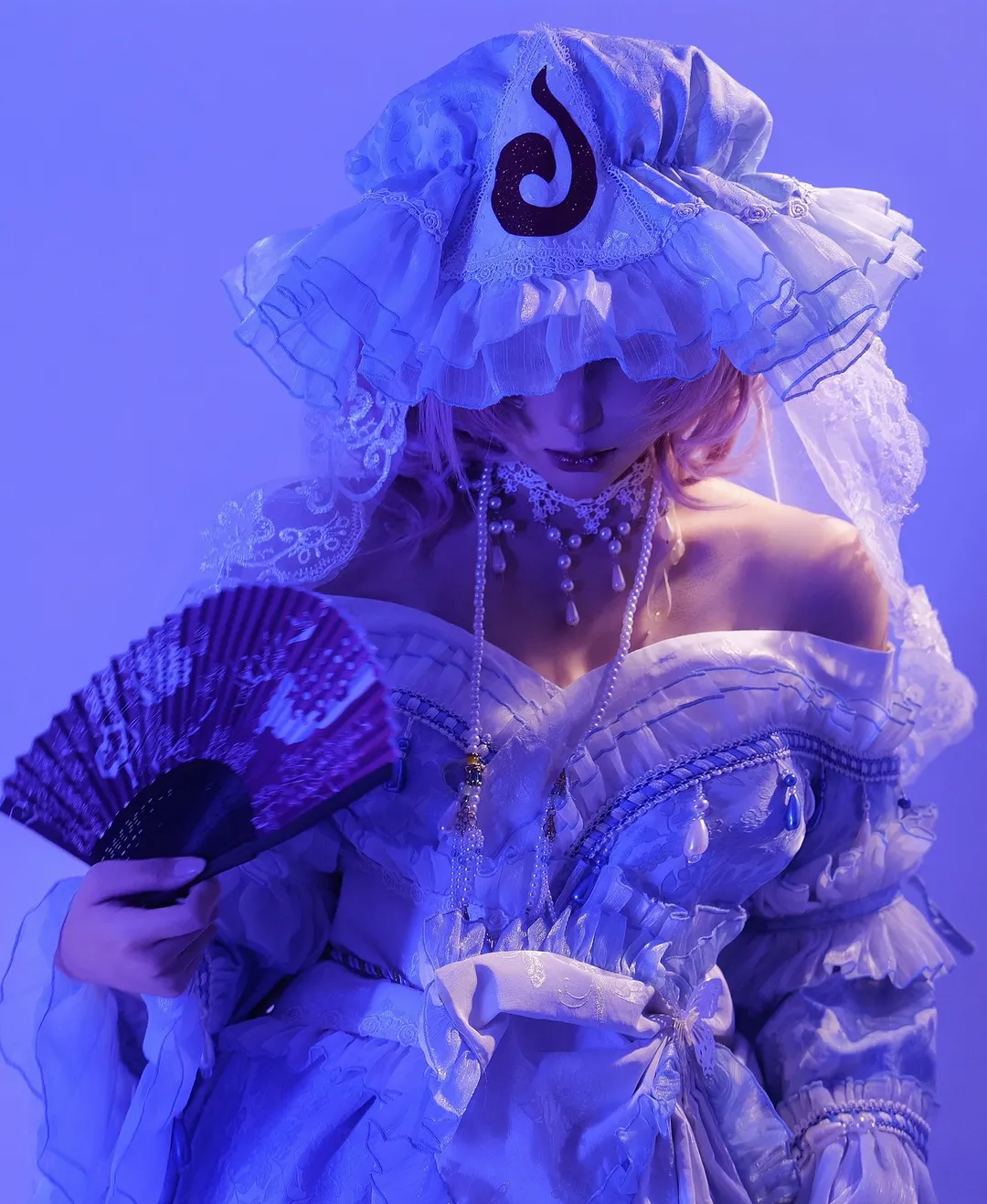 角色扮演, 东方project, 西行寺幽幽子cos, cosplay摄影, 蓝紫光影