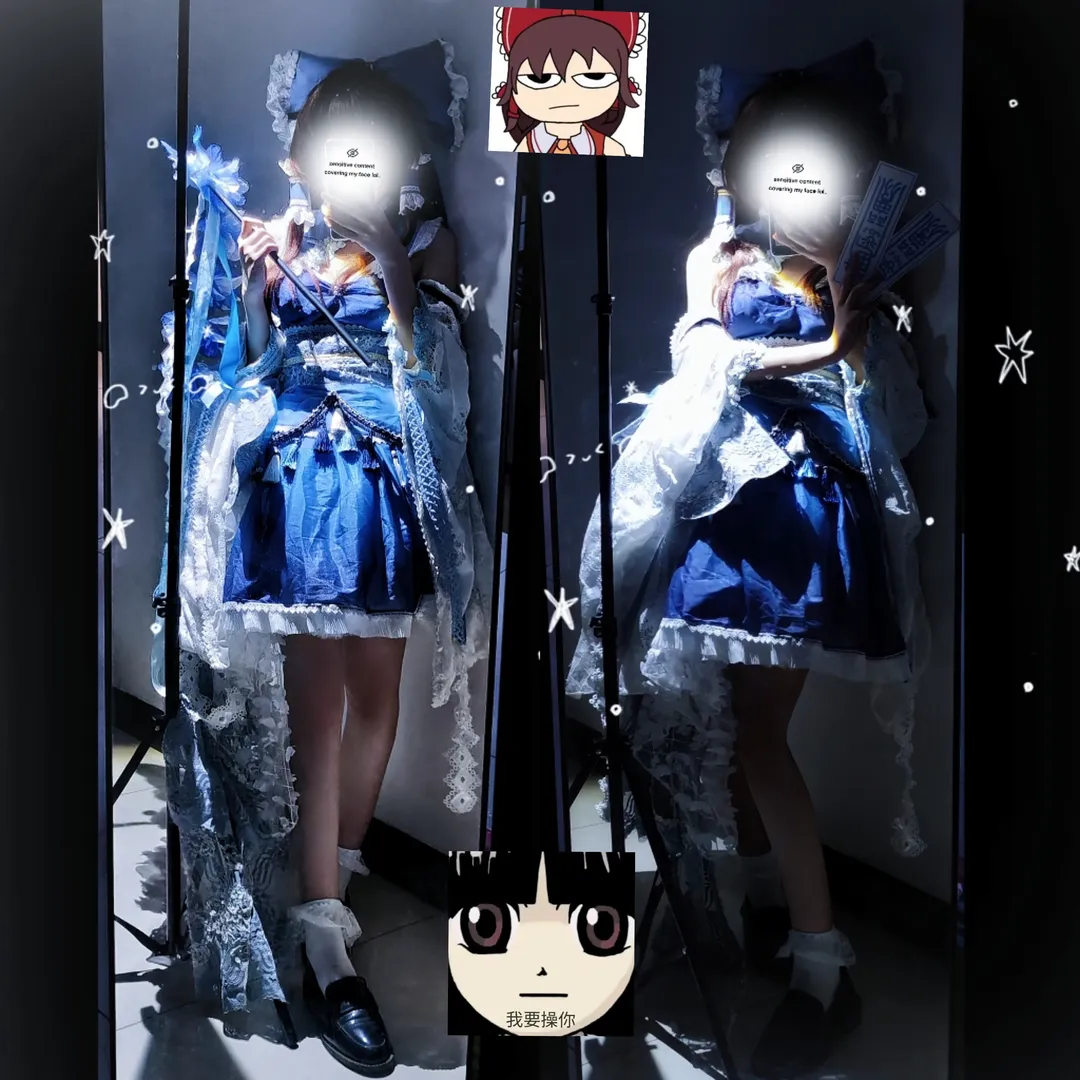 博麗霊夢コスプレ, 東方Project, コスプレコーディネート, 試着室, 青白ロリータ - 1枚目
