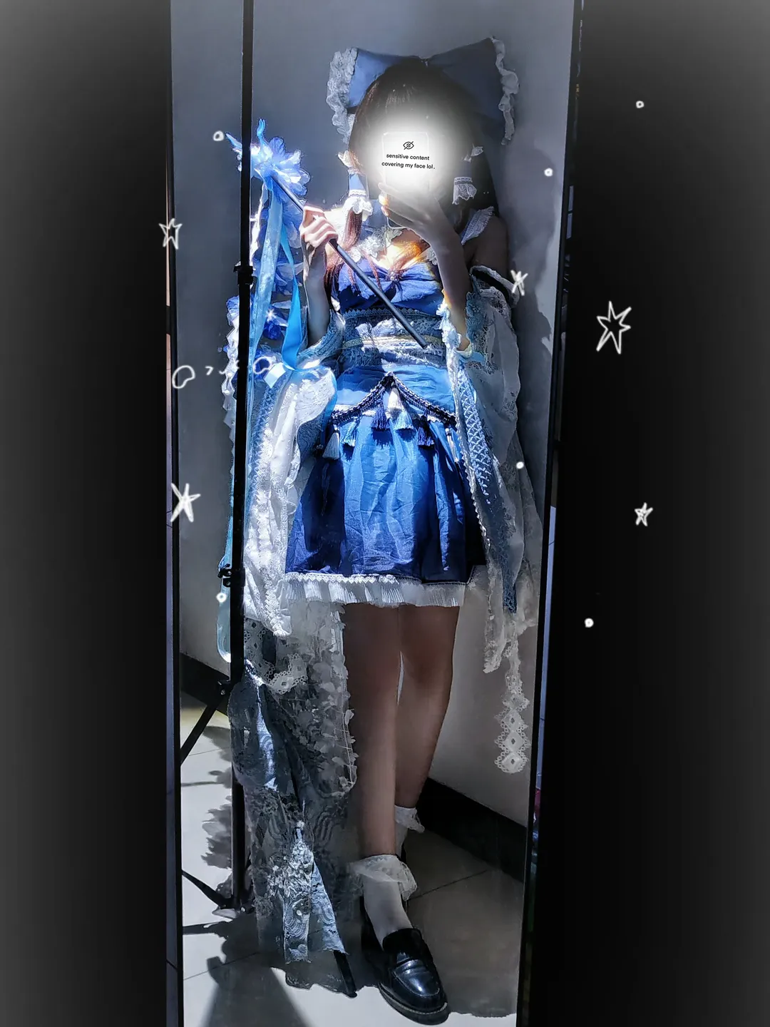 博丽灵梦cos, 东方project, cosplay穿搭, 试衣间, 蓝白洛丽塔