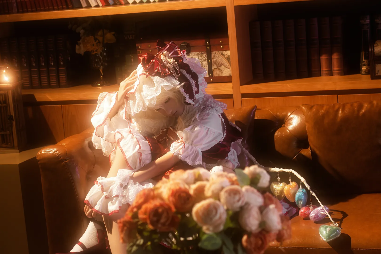cosplay, Touhou Project, White stockings, Flandre Scarlet cosplay, Vintage portrait