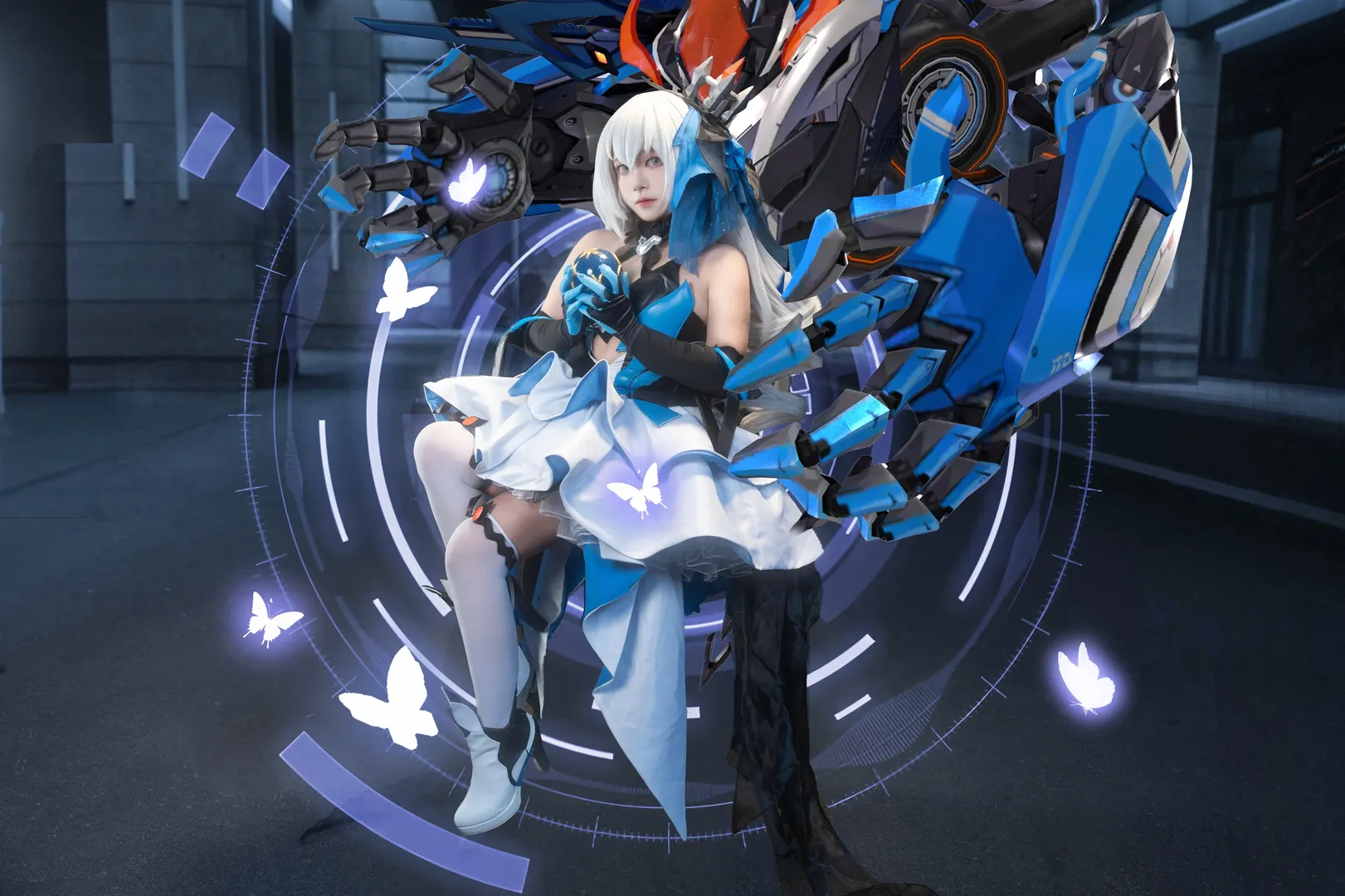 cosplay, Cyberpunk, White stockings, Bronya cosplay, Frame Arms Girl