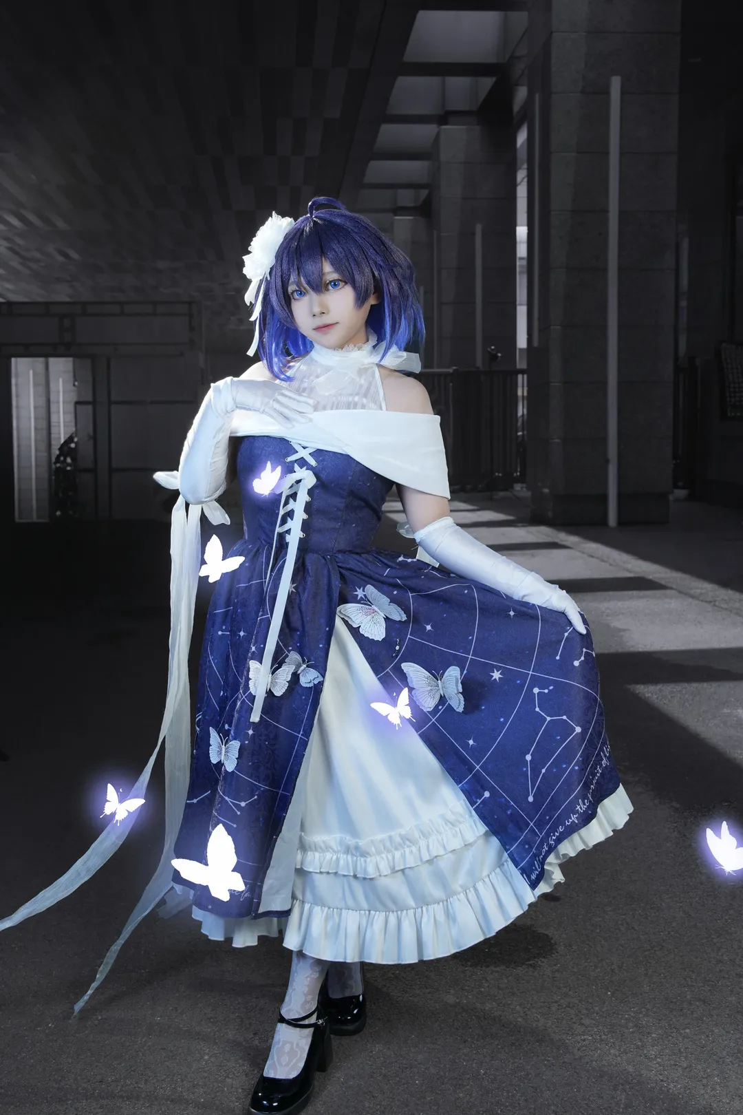 希儿cos, 漫展场照, 白丝穿搭, 场照分享, 星空礼服cos