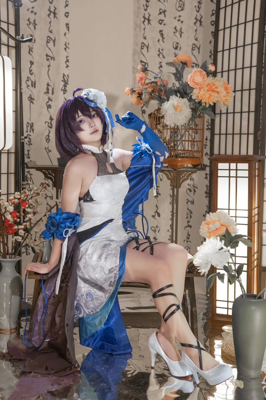 希儿cos, 崩坏三, 丝袜cos, 腿环cos, 水墨古风