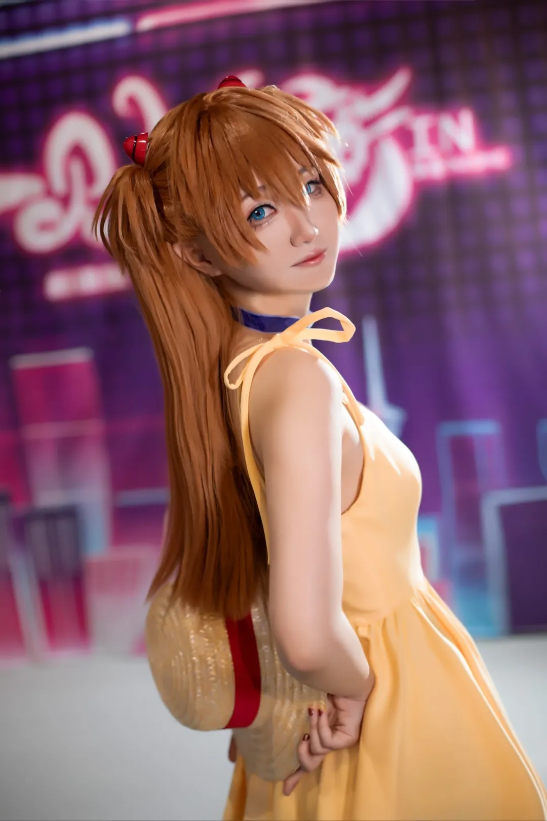 cosplay, EVA, 明日香cos, 新世纪福音战士, 黄色连衣裙 - 第2张