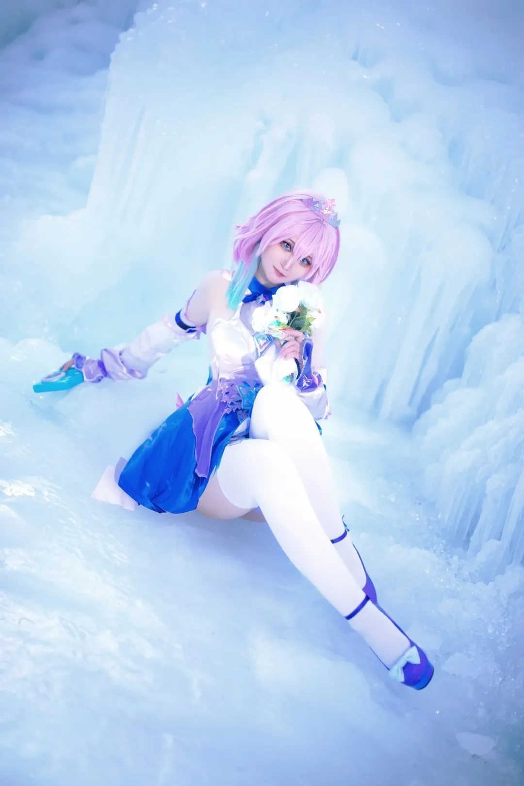 崩壊：スターレイル, 三月なのか コスプレ, 二次元コスプレ, 白ニーソ, 氷の洞窟撮影 - 1枚目