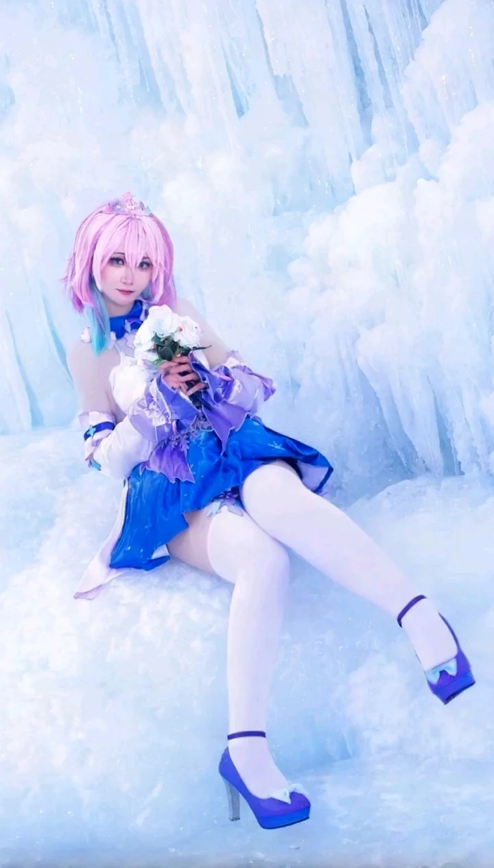 崩壊：スターレイル, 三月なのか コスプレ, 二次元コスプレ, 白ニーソ, 氷の洞窟撮影