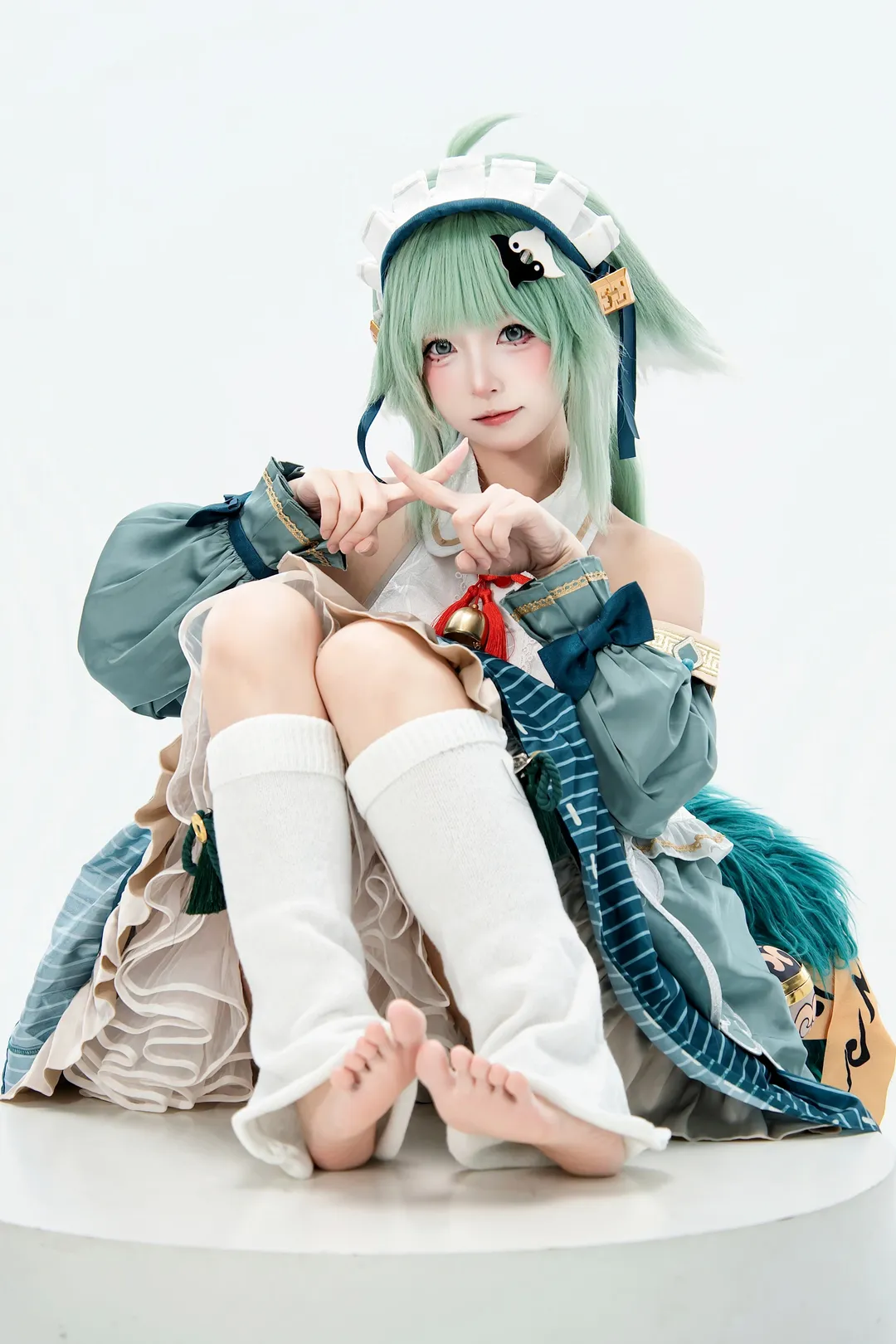 White studio photography, Honkai: Star Rail, Huohuo cosplay, Guangzhou photography booking, Maid outfit cosplay