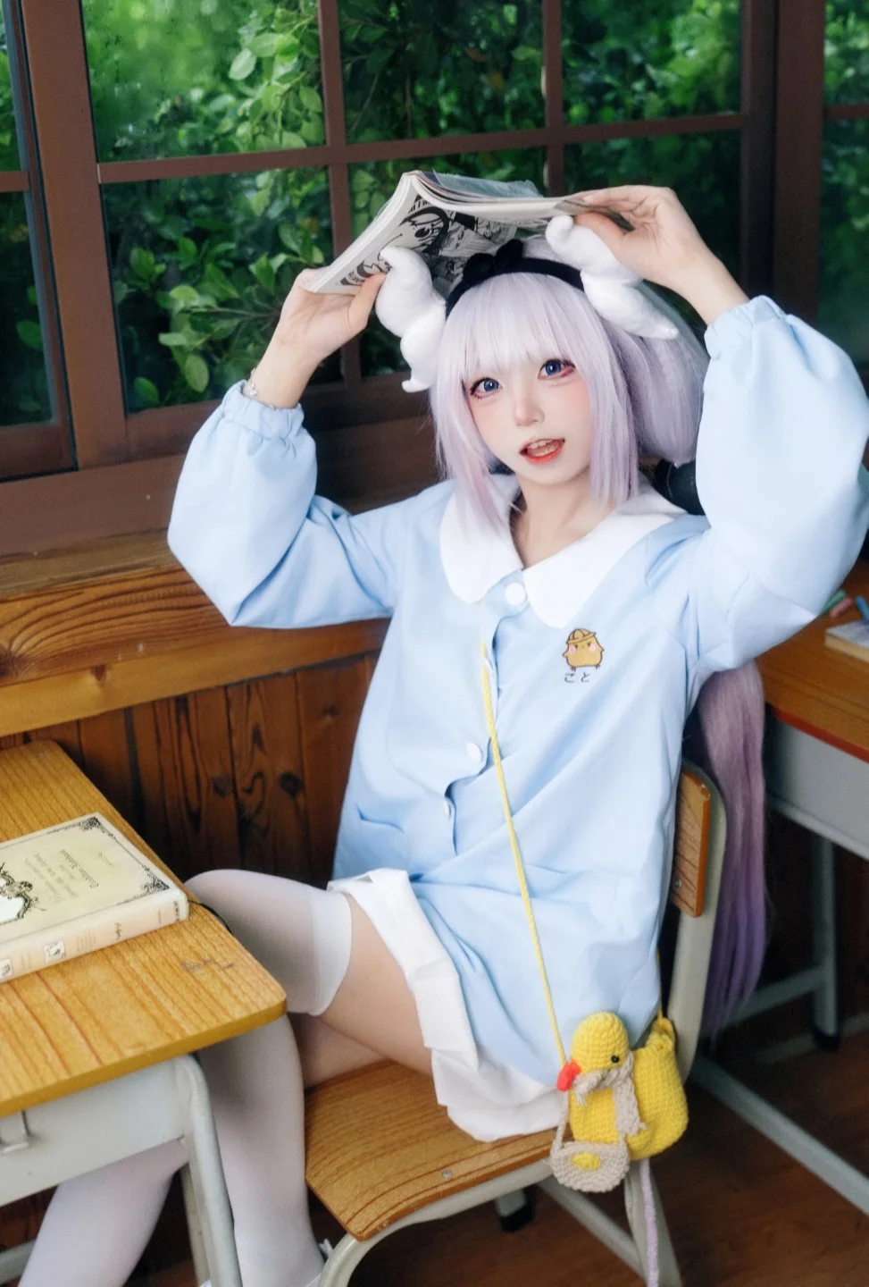 白丝, 康娜cos, 小林家的龙女仆, 教室拍摄, 萌妹日常