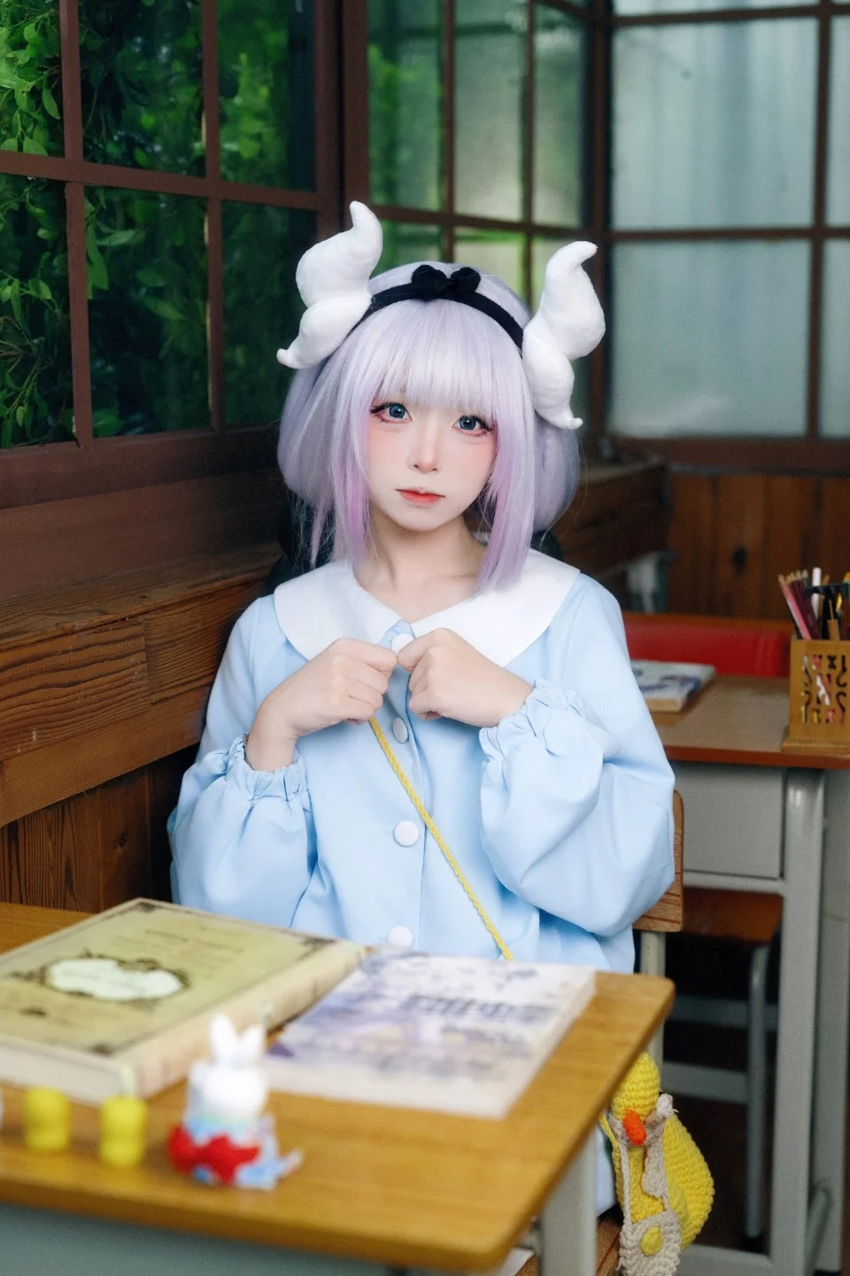 白丝, 康娜cos, 小林家的龙女仆, 教室拍摄, 萌妹日常 - 第5张