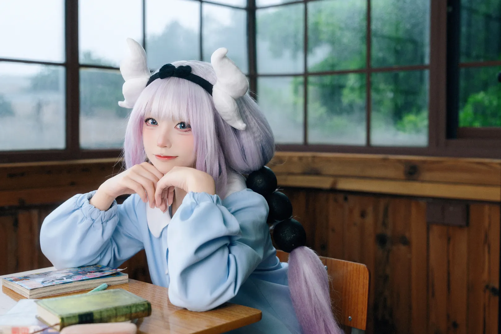 二次元, 白丝, 教室写真, 康娜cos, 小林家的龙女仆 - 第3张
