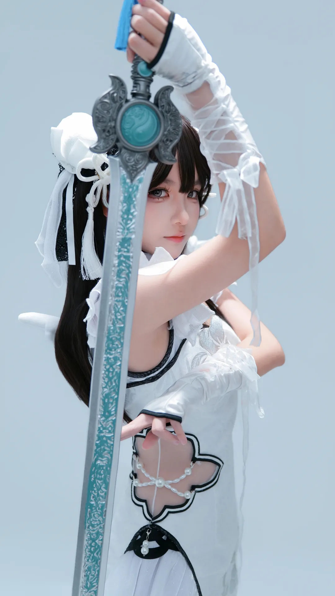 永劫无间, 殷紫萍cos, 玉髓冰心, 白棚写真, 白丝cos - 第1张
