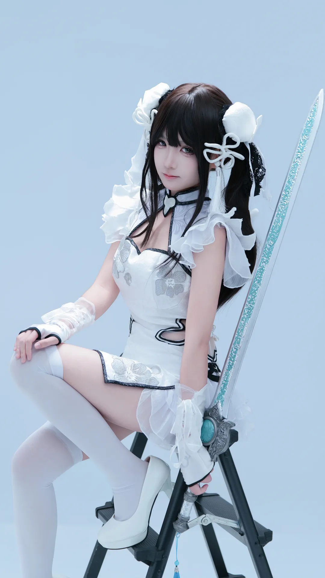 永劫无间, 殷紫萍cos, 玉髓冰心, 白棚写真, 白丝cos - 第2张