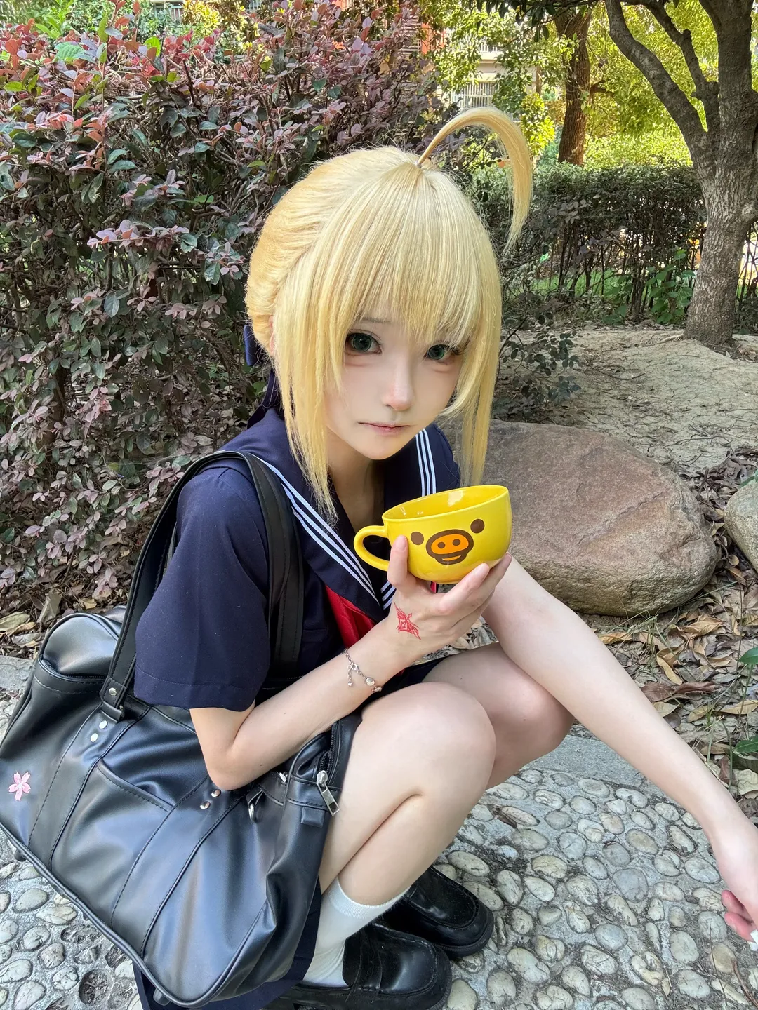 户外摄影, 阿尔托莉雅cos, 校园风, 水手服穿搭, saber - 第3张