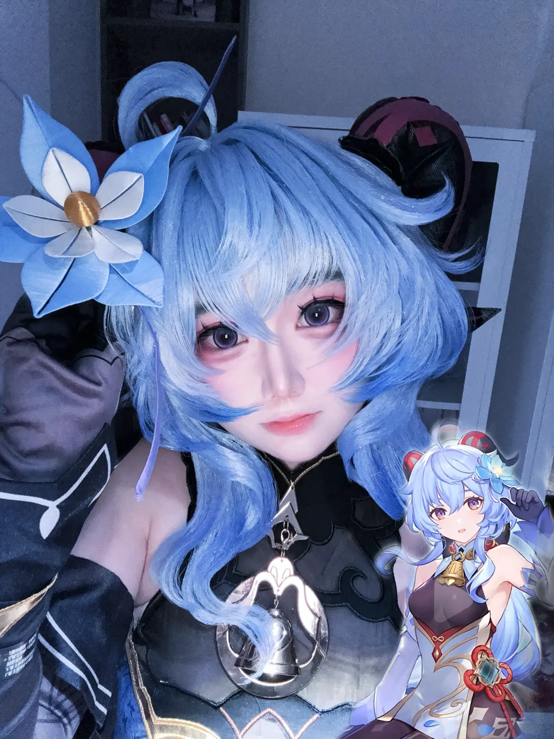 原神, 甘雨cos, 璃月角色, 藍髮造型, 二次元仿妝