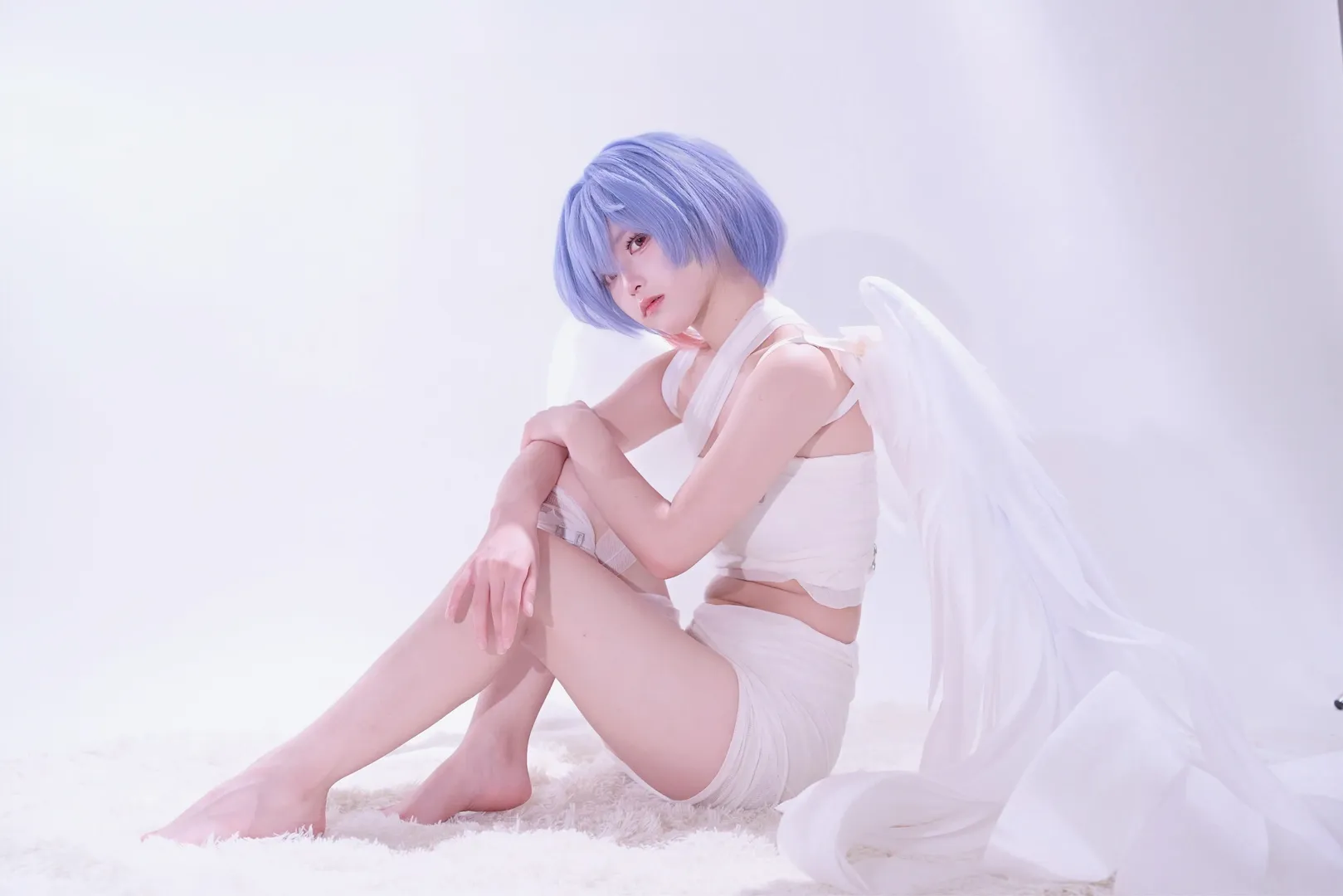 绫波丽cos, Cosplay分享, 新世纪福音战士, 天使造型, 纯白系摄影 - 第6张