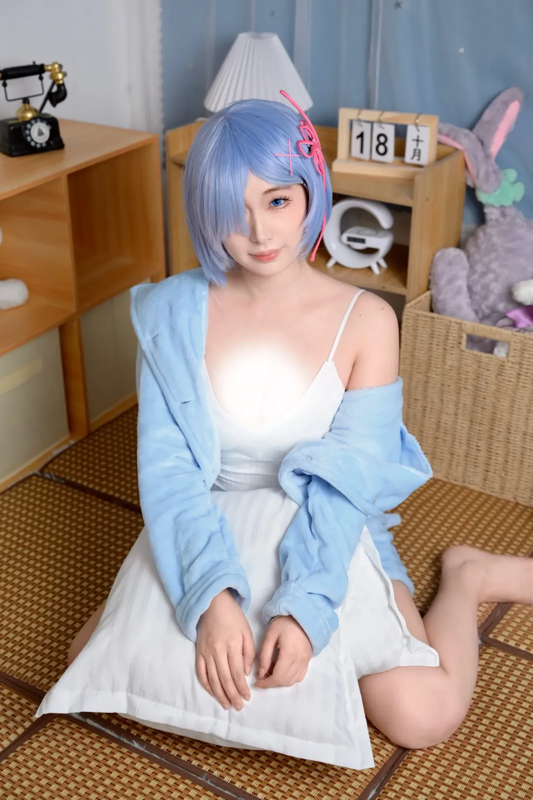 二次元少女, 从零开始的异世界生活, 蕾姆cos, cosplay摄影, 日系居家风 - 第1张