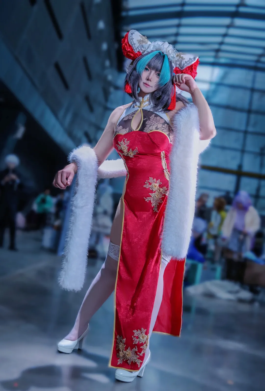 柴郡cos, 碧藍航線, 漫展返圖, 白絲穿搭, 旗袍cosplay