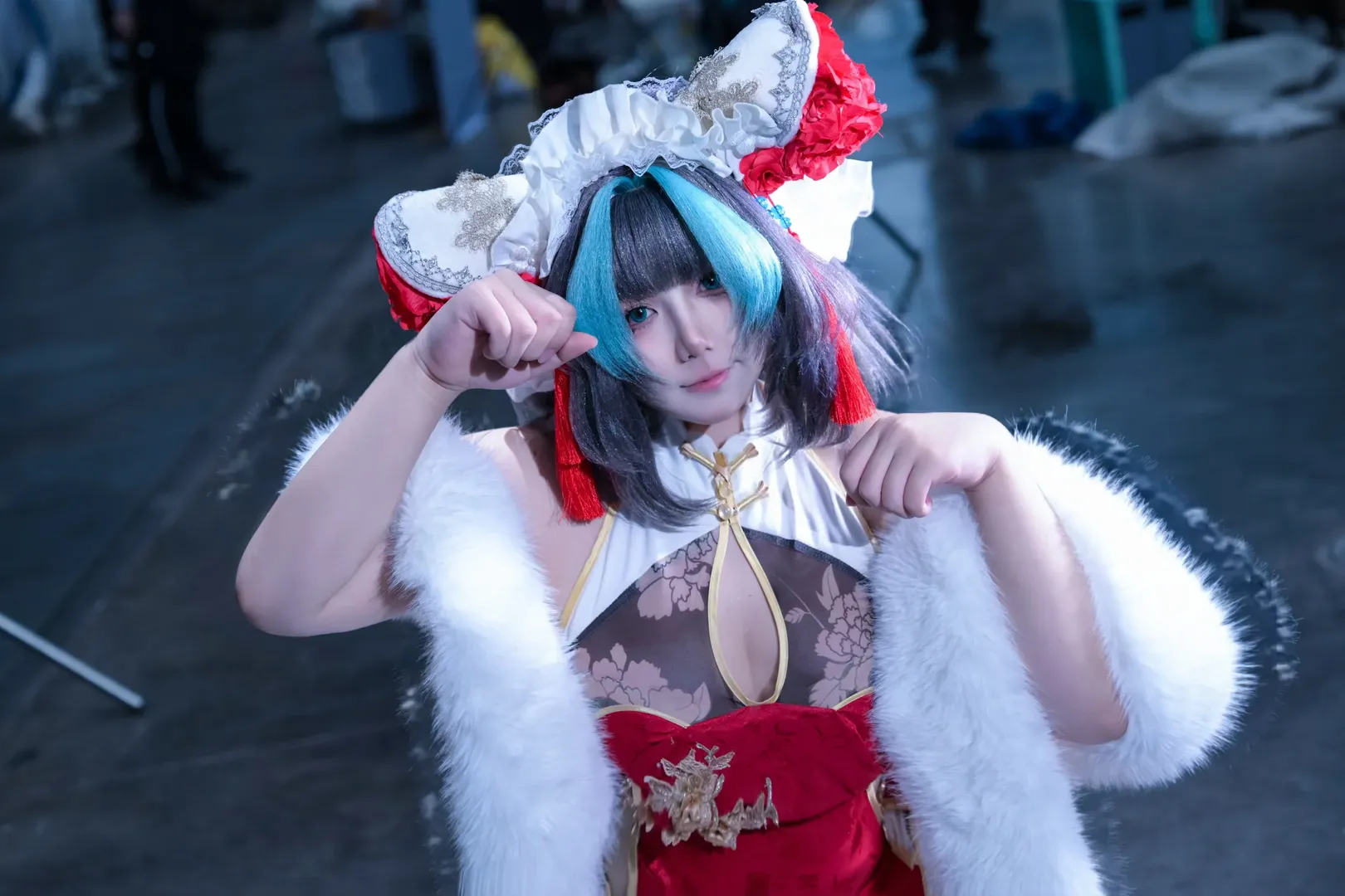 柴郡cos, 碧蓝航线, 漫展返图, 白丝穿搭, 旗袍cosplay - 第4张