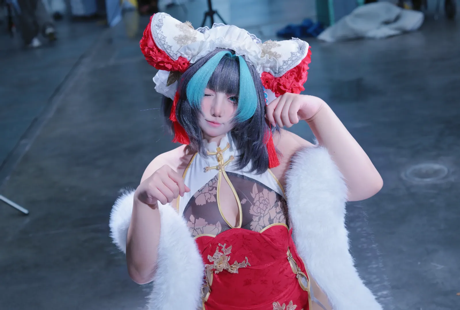 柴郡cos, 碧蓝航线, 漫展返图, 白丝穿搭, 旗袍cosplay - 第5张