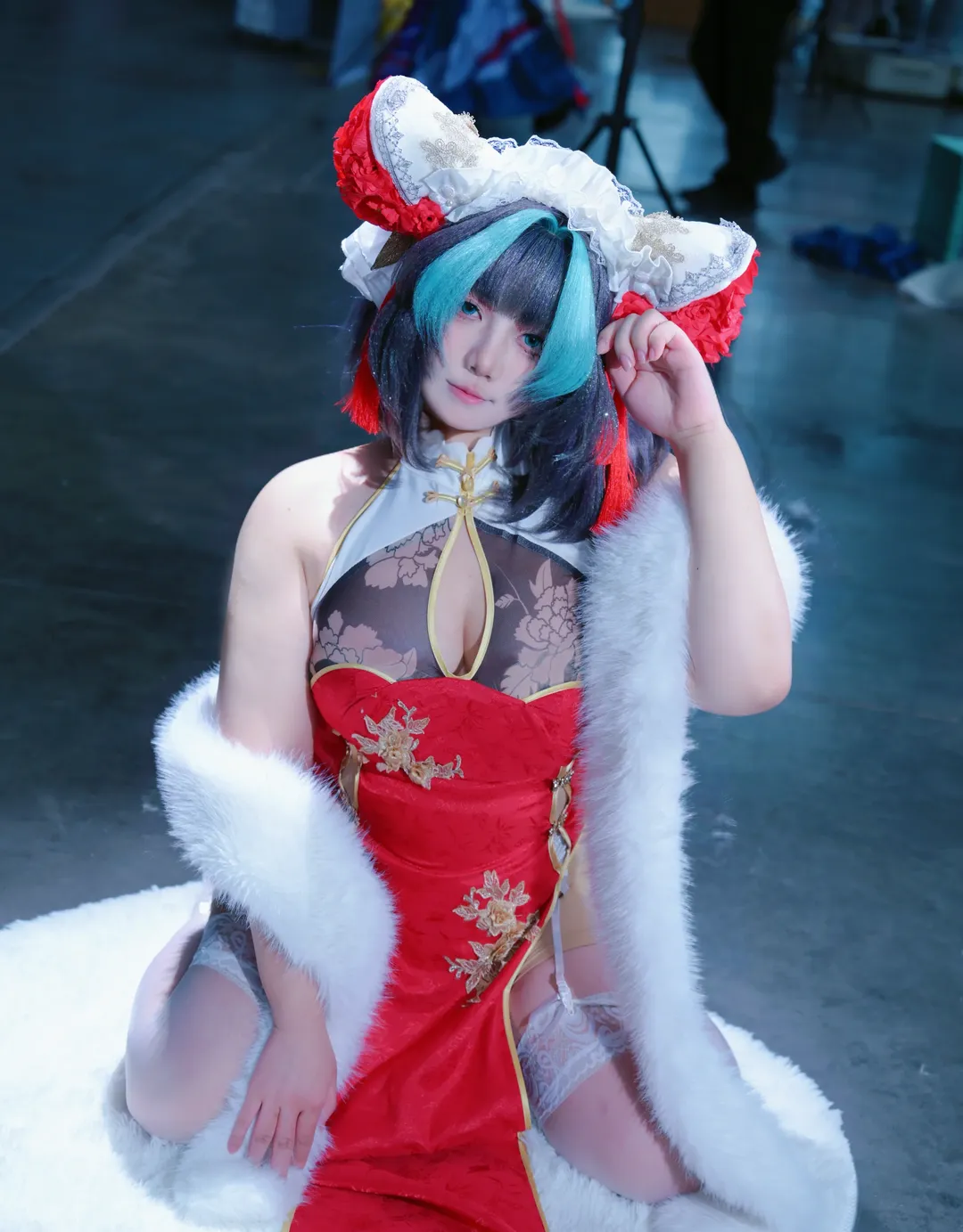 柴郡cos, 碧蓝航线, 漫展返图, 白丝穿搭, 旗袍cosplay - 第6张