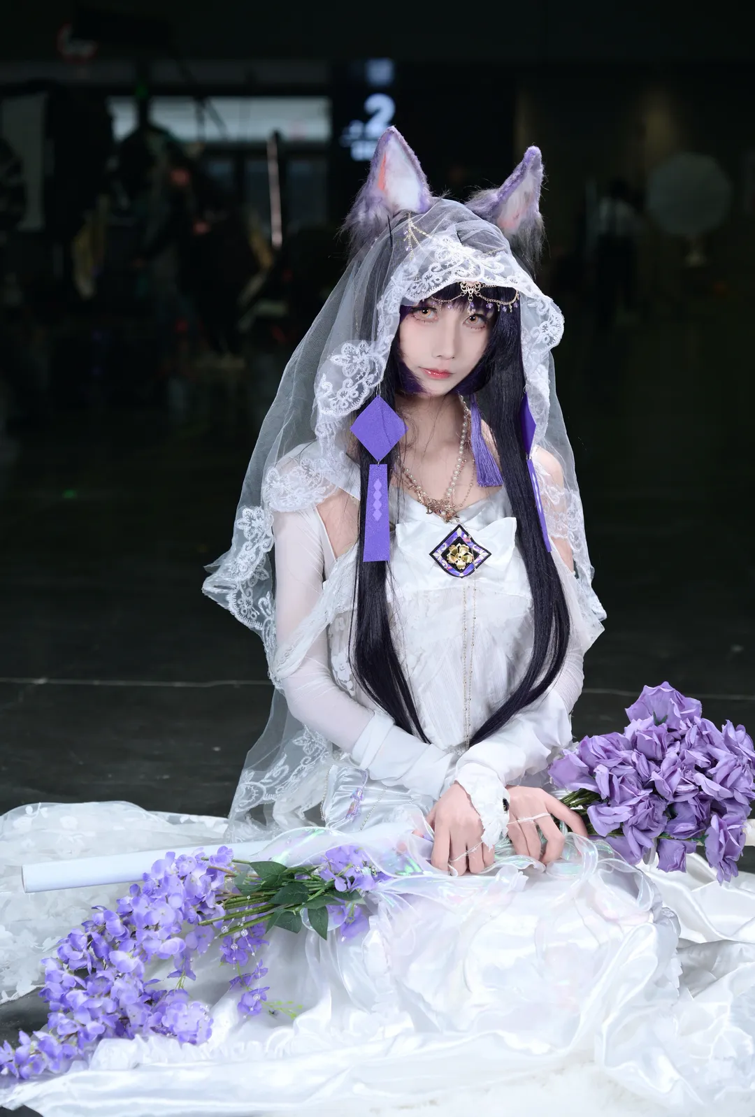 アズールレーン, イベント写真, 武蔵コスプレ, 白ニーソコーデ, 花嫁コスプレ - 2枚目