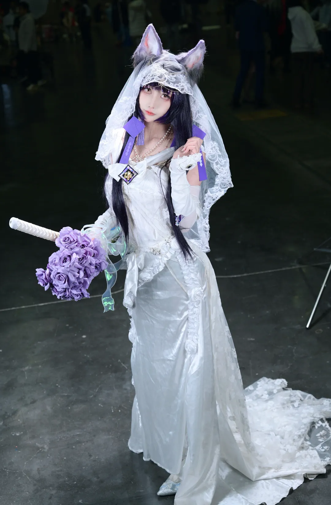 アズールレーン, イベント写真, 武蔵コスプレ, 白ニーソコーデ, 花嫁コスプレ - 4枚目