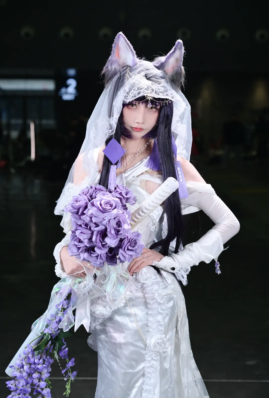 アズールレーン, イベント写真, 武蔵コスプレ, 白ニーソコーデ, 花嫁コスプレ - 7枚目