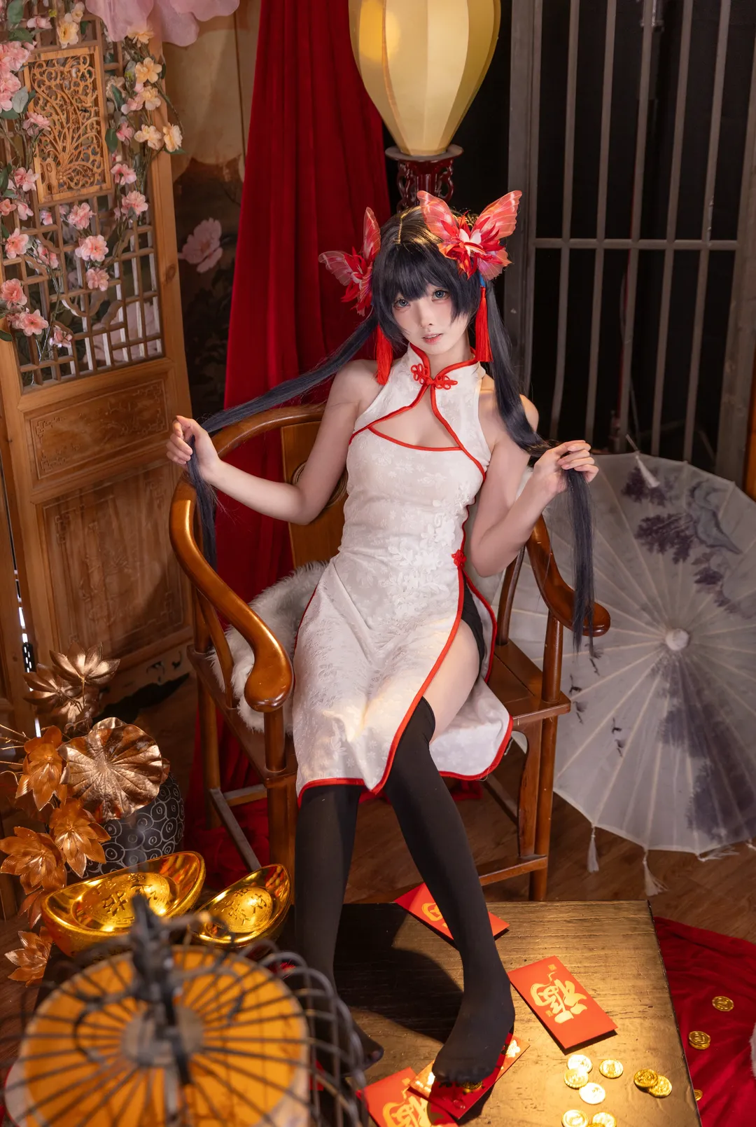 cosplay, 蔚蓝档案, 妃咲cos, 棚拍写真, 同人旗袍 - 第1张