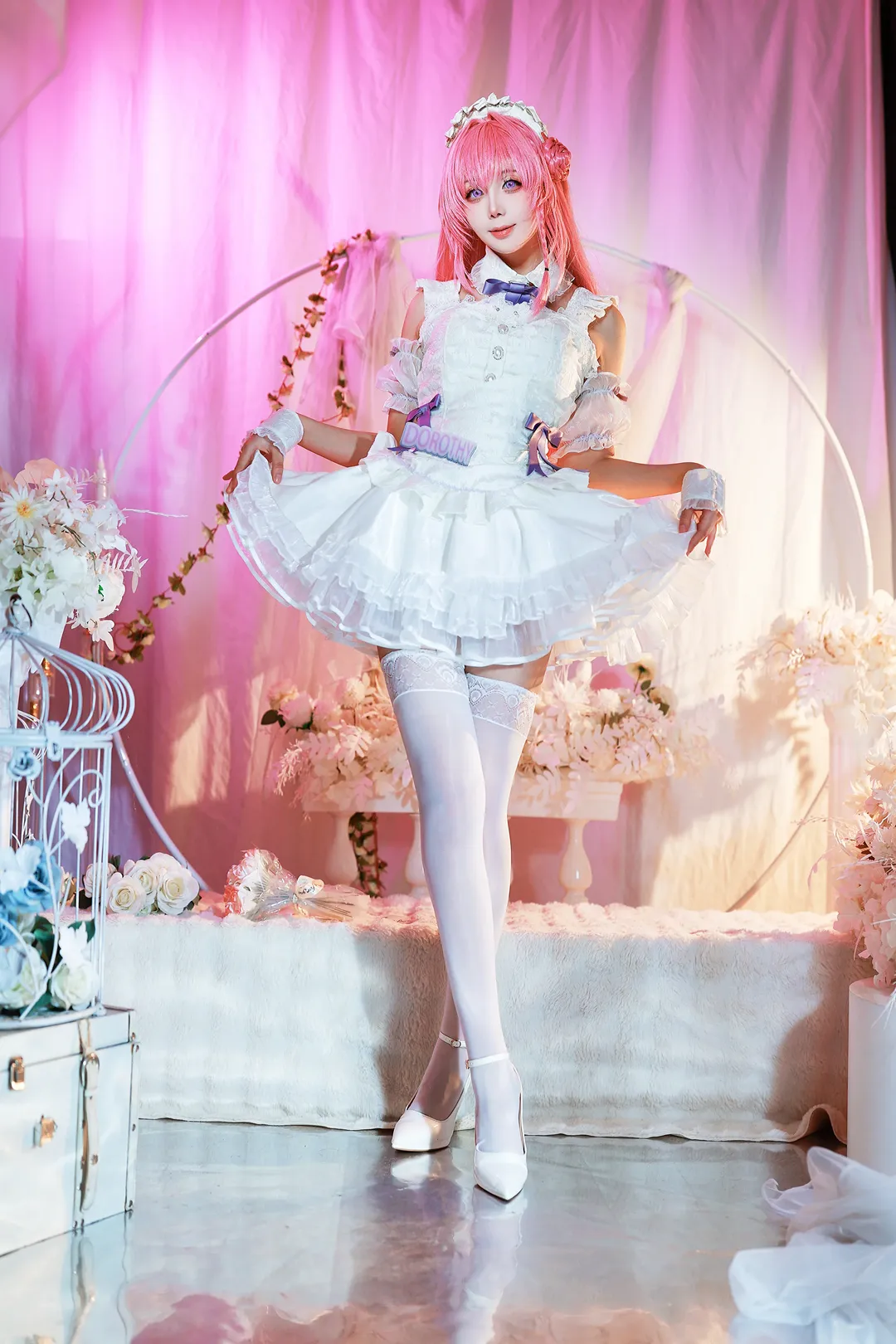 勝利女神, 桃樂絲cos, 女僕裝cosplay, 白絲高跟, 攝影棚寫真
