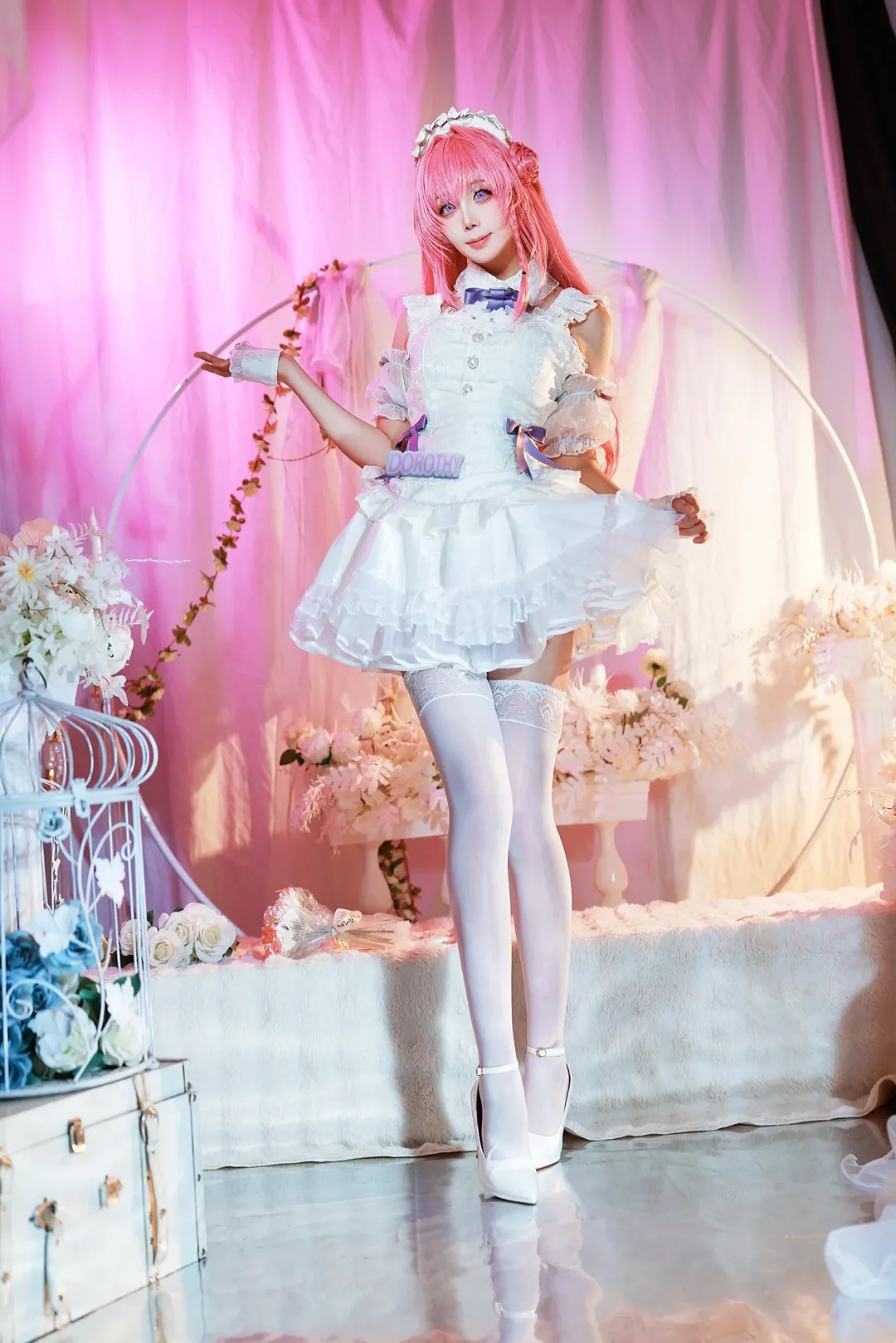 胜利女神, 桃乐丝cos, 女仆装cosplay, 白丝高跟, 摄影棚写真 - 第3张