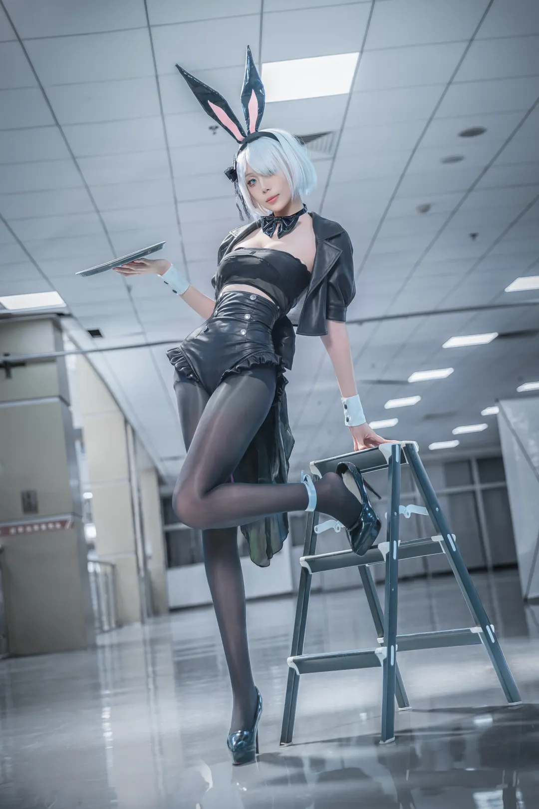 ニーア オートマタ, コスプレ日常, 黒タイツ コーデ, 2Bコス, バニーガール風 - 2枚目