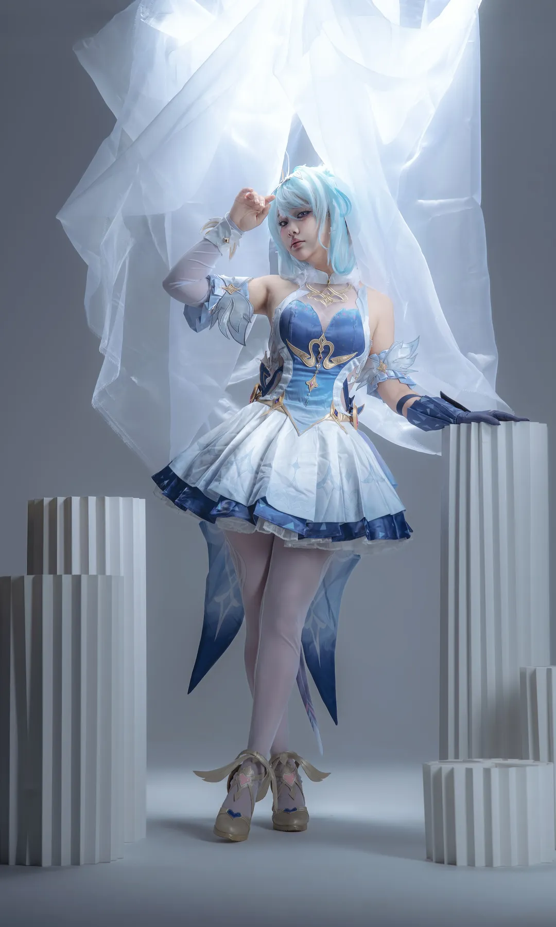 原神, 二次元摄影, 白棚写真, 奥黛塔cos, 白色连裤袜cos - 第2张