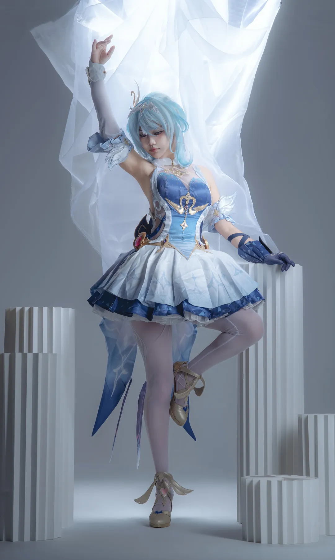 原神, 二次元摄影, 白棚写真, 奥黛塔cos, 白色连裤袜cos - 第3张