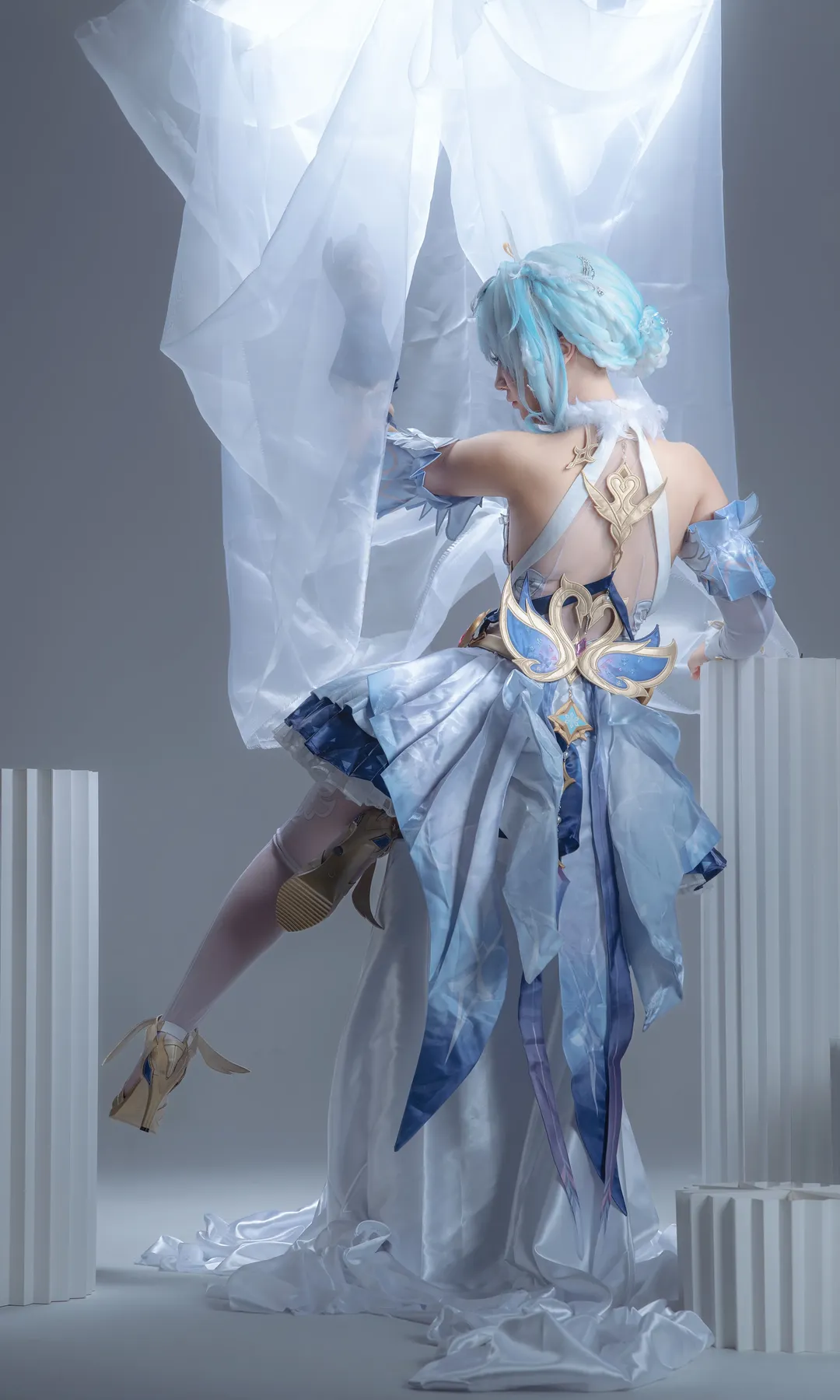 原神, 二次元摄影, 白棚写真, 奥黛塔cos, 白色连裤袜cos - 第4张