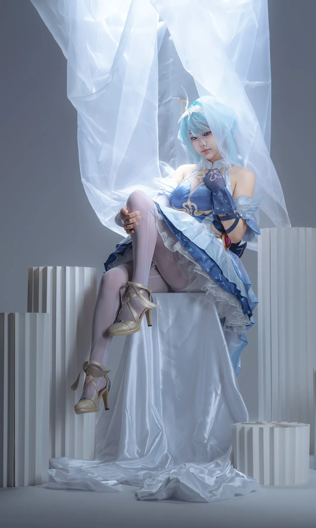 原神, 二次元摄影, 白棚写真, 奥黛塔cos, 白色连裤袜cos - 第5张