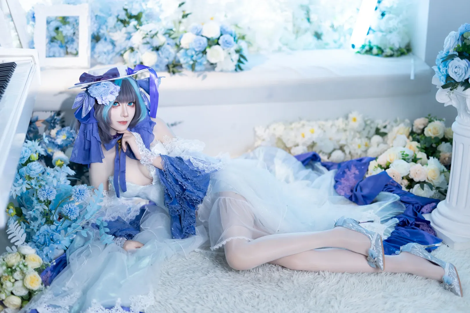 柴郡cos, 碧蓝航线, cosplay摄影, 白丝穿搭, 冰雪公主 - 第1张