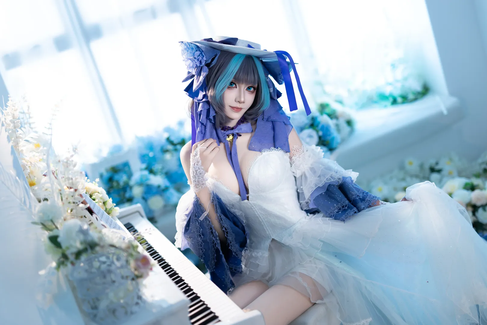 柴郡cos, 碧蓝航线, cosplay摄影, 白丝穿搭, 冰雪公主 - 第3张