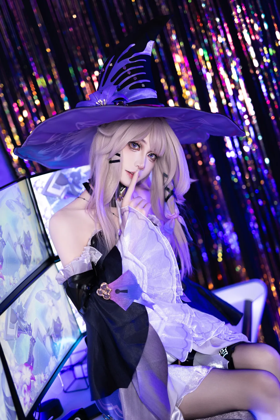 崩坏星穹铁道, 黑塔cos, 二次元人像, 女巫装扮, 电竞房拍照 - 第3张