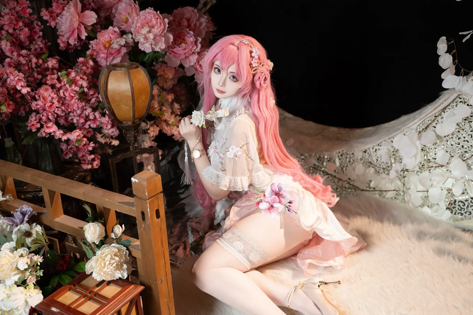 Anime-style photography, Dorothy cosplay, Dorothy: Pearl of Peach Blossom, Goddess of Victory: Nikke, White tights cosplay