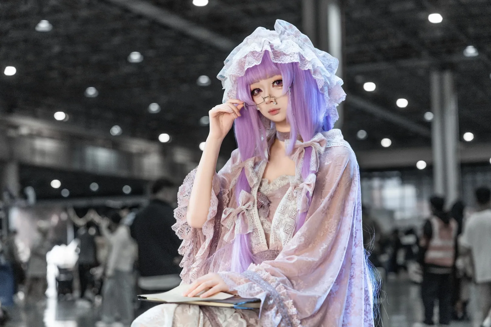 Touhou Project, Convention photos, Patchouli cosplay, Lace dress, The Witch of Cherry Blossom Blizzard - Image 2
