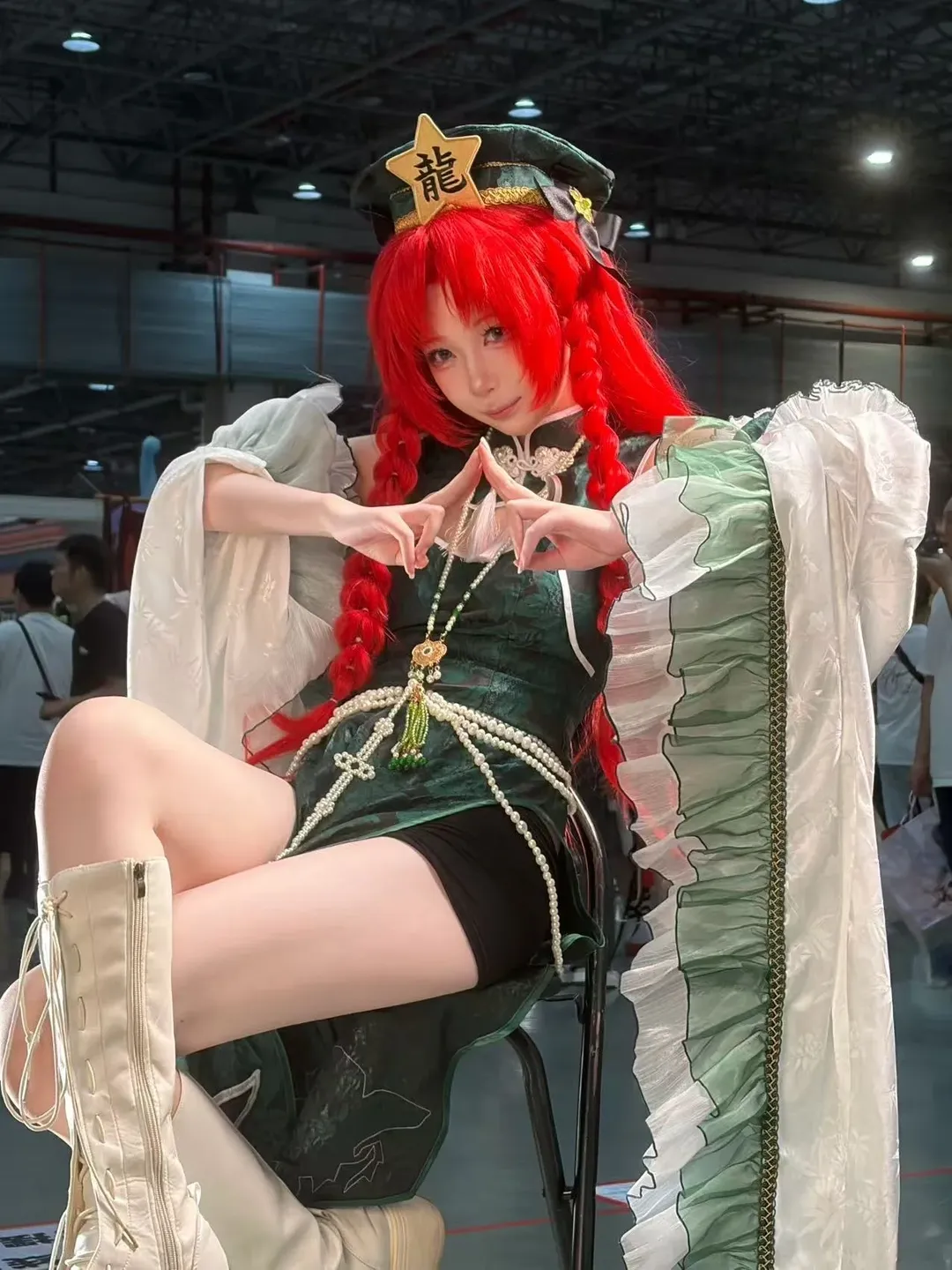 cosplay, 东方Project, 漫展, 红发双马尾, 红美铃cos