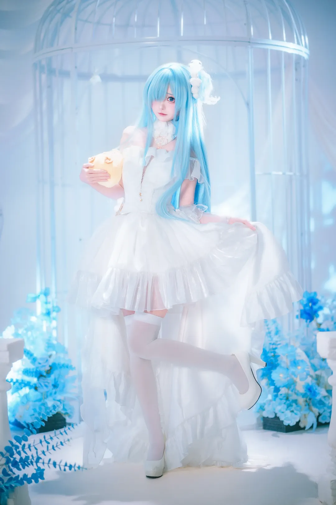 碧蓝航线, 雅努斯cos, 白丝穿搭, 鸟笼摄影, 天使风Cosplay