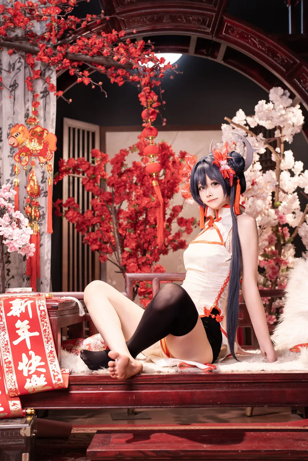 蔚蓝档案, 龙华妃咲cos, 黑丝cos, 改良旗袍, 新年cosplay - 第2张