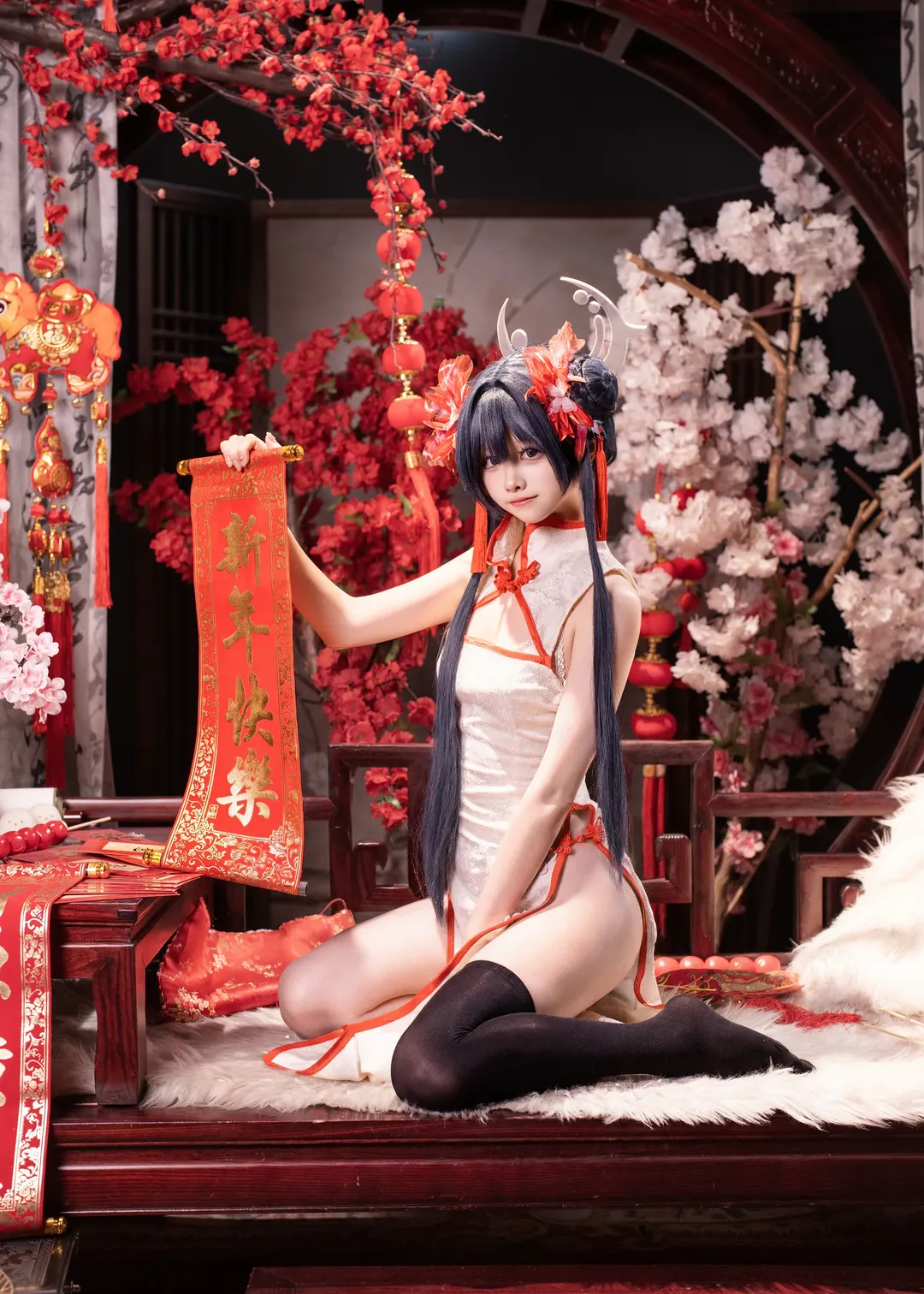 二次元撮影, ブルーアーカイブ, 竜華キサキ コスプレ, 国風改良チャイナドレス, 新年コスプレ - 3枚目