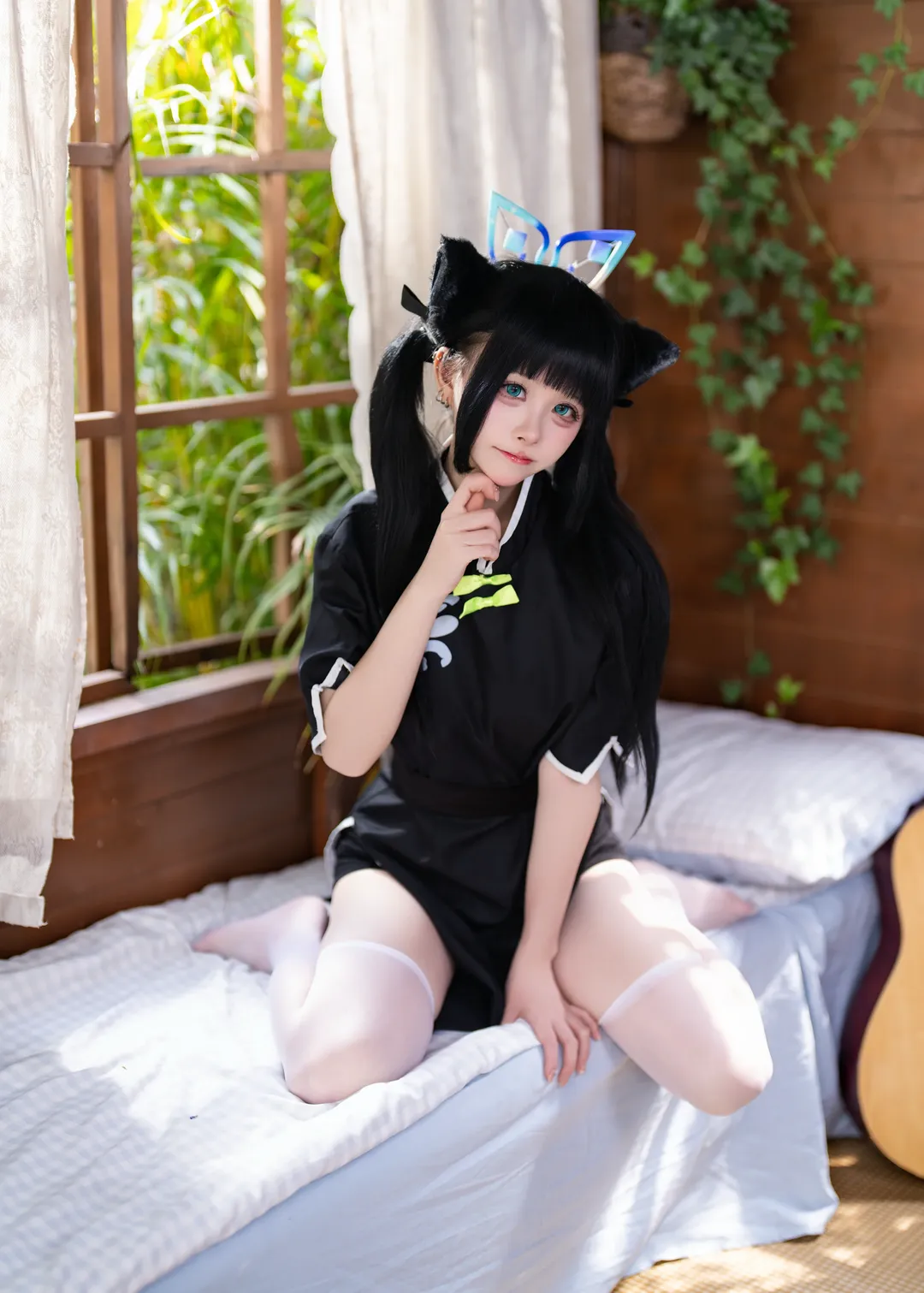 蔚蓝档案, 猫耳少女, 白丝穿搭, 春原瞬cos, 双马尾cos - 第2张
