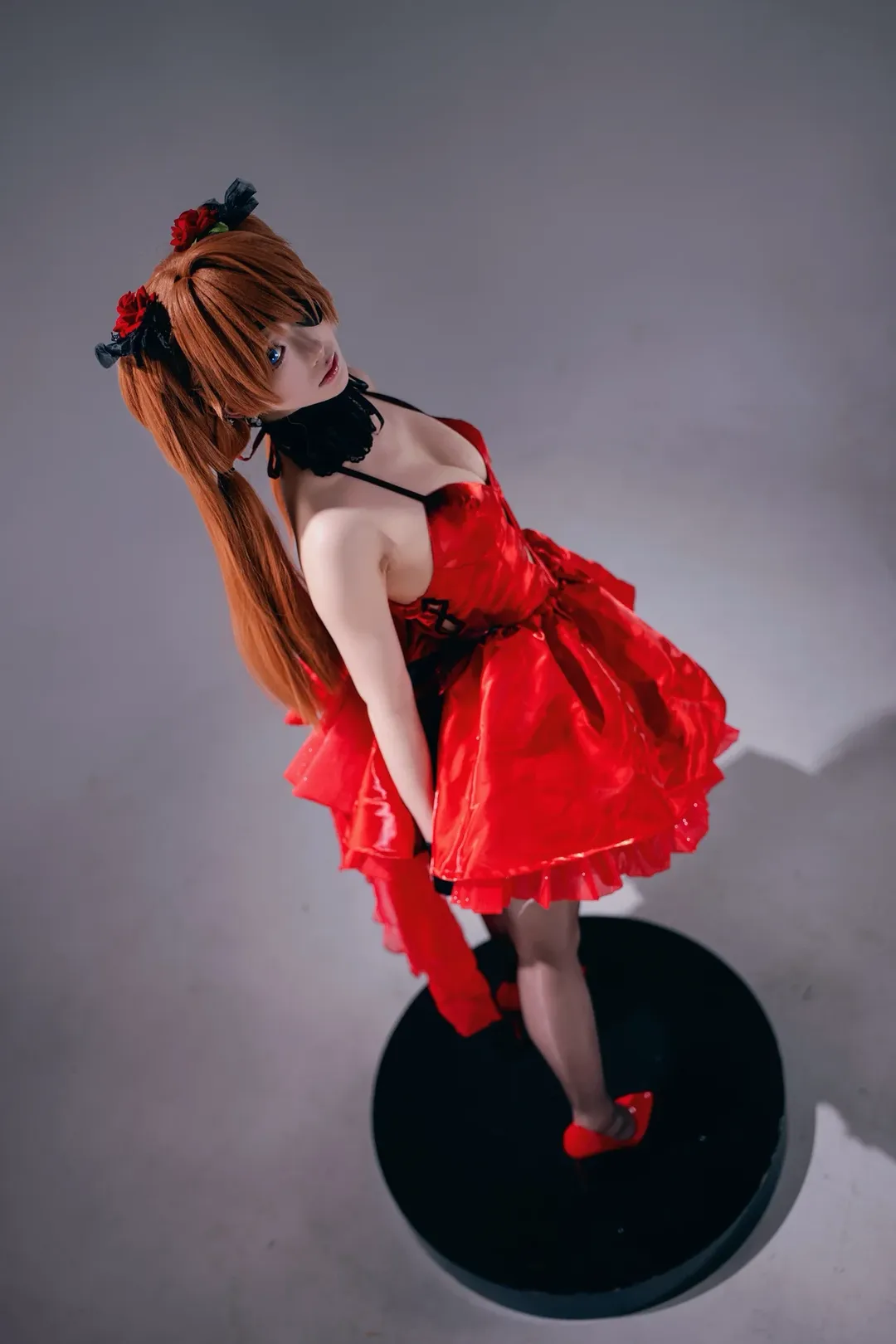 明日香cos, 新世紀福音戰士, cosplay正片, 絲襪穿搭, 紅色晚禮服