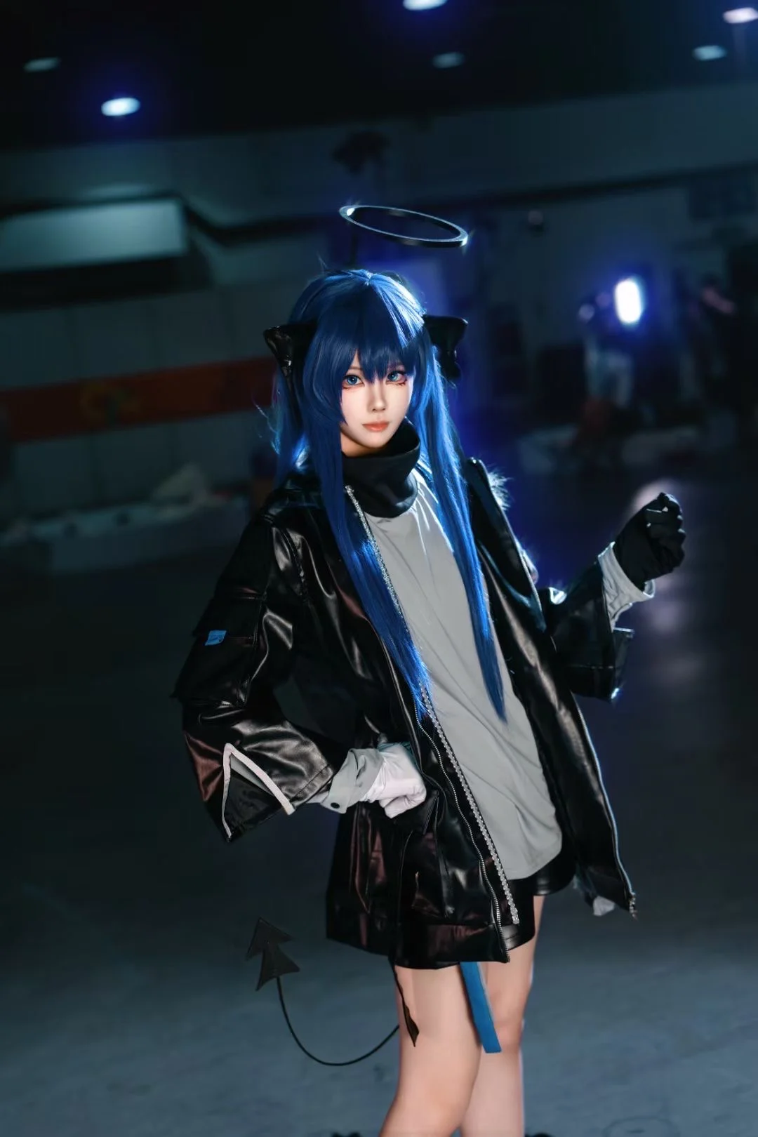 场照, 二次元cosplay, 明日方舟, 莫斯提马cos, 蓝发兽耳