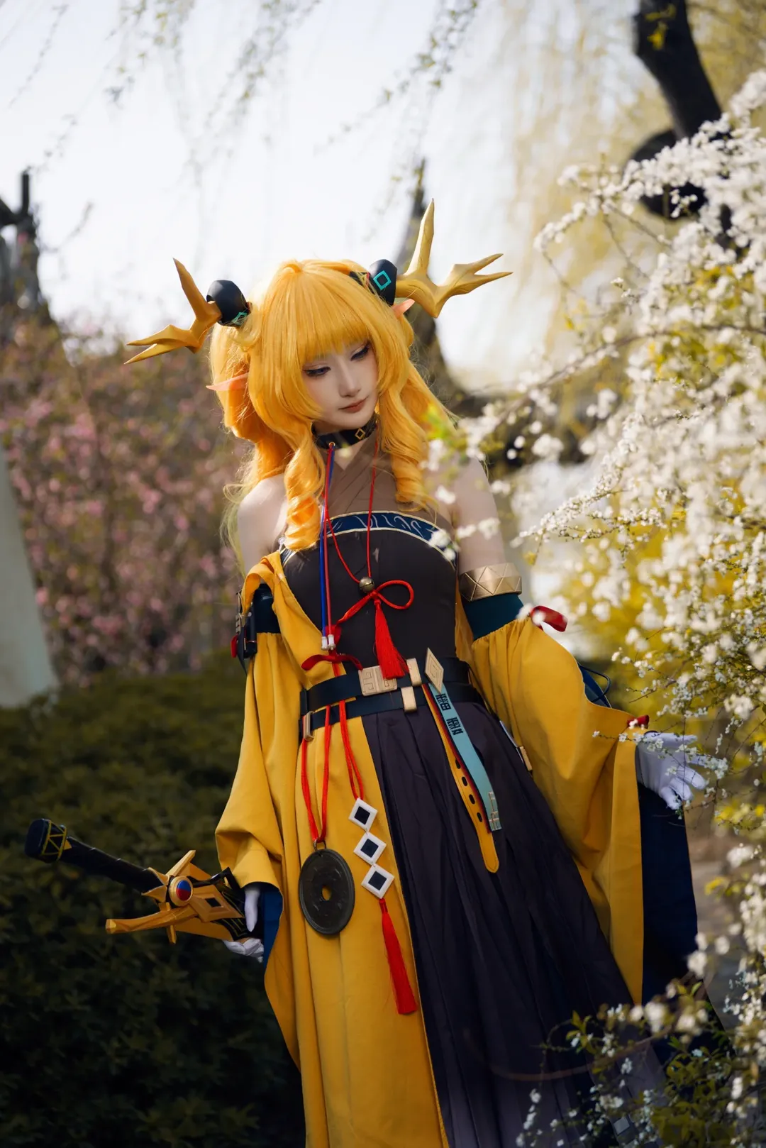 明日方舟, cosplay摄影, 国风幻想, 橘色假发, 惊蛰cos - 第1张